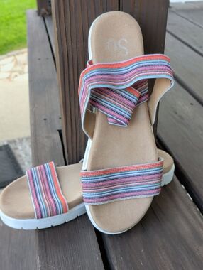 Kohl's "SO" Women's Multicolor Striped Slide Sandals, Soft
